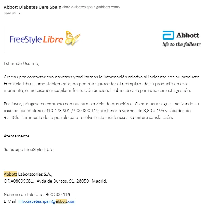 {'en': 'Are Abbot putting fight to replace the sensors?', 'es': '¿Abbot está poniendo pegas para sustituir los sensores?'} Image