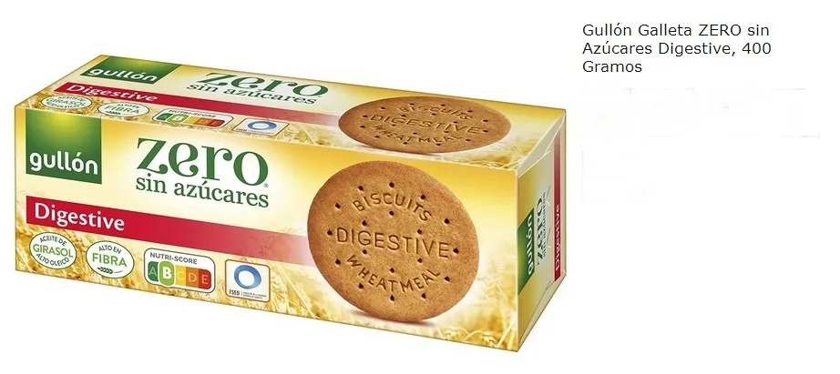 {'en': 'FOR SALE 8 GULLÓN PACK ZERO COOKE WITHOUT SUGARS DIGESTIVE 400GR.Only Asturias.', 'es': 'Vendo Pack de 8 Gullón Galleta ZERO sin Azúcares Digestive 400gr. Sólo Asturias.'} Image