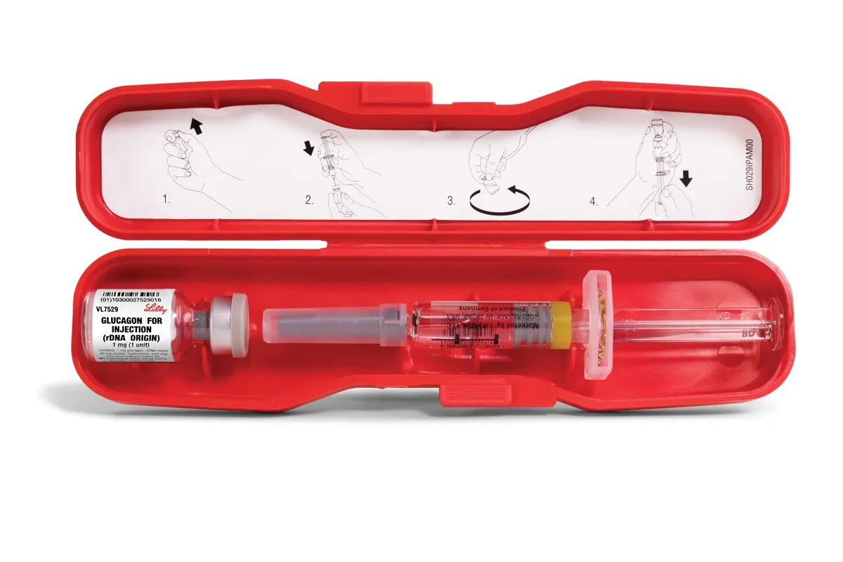 {'en': 'Glucagon How many HC rations is it equivalent to approximately one dose of glucagon?', 'es': 'Glucagón ¿A cuantas raciones de HC equivale aproximadamente una dosis de Glucagón?'} Image