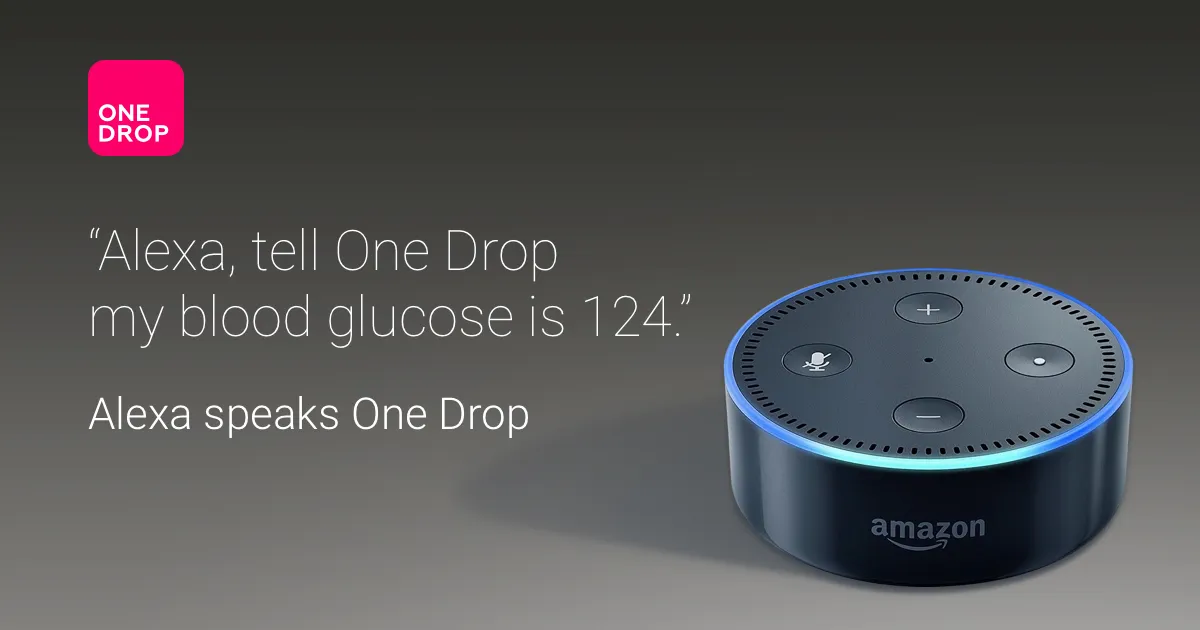 {'en': 'One Drop is integrated with Amazon Alexa', 'es': 'One Drop se integra con Amazon Alexa'} Image